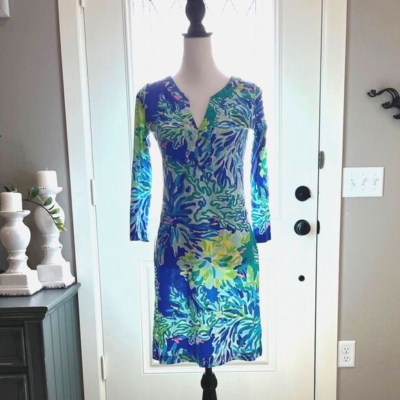 Lilly Pulitzer Riva Dress Brilliant Blue Wade & Sea Size Small Like New - Picture 2 of 13